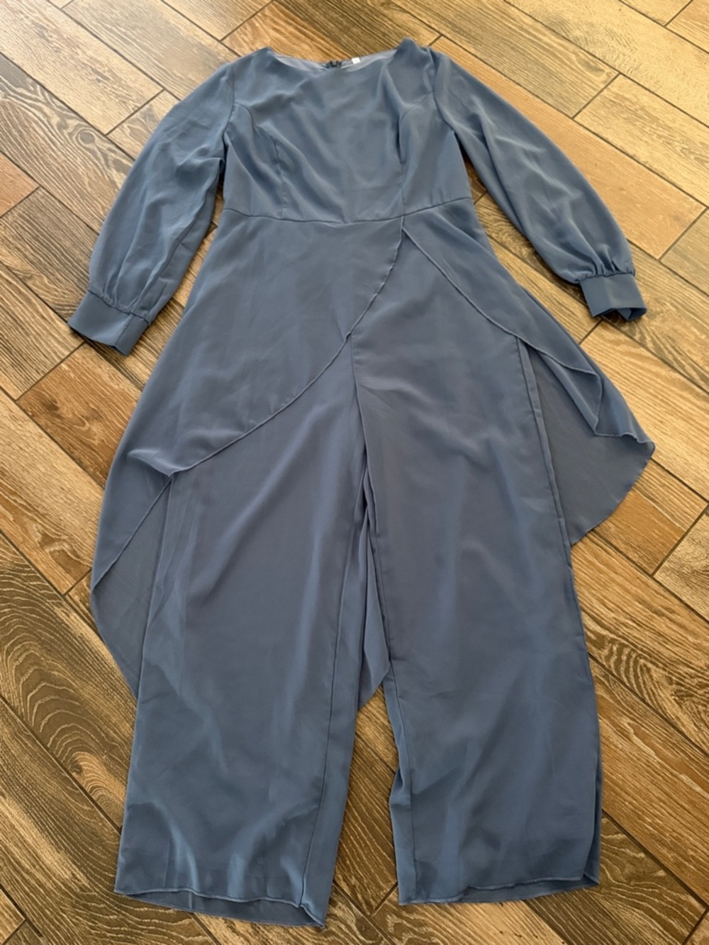 Women's Slate Blue Long-Sleeve Jumpsuit
